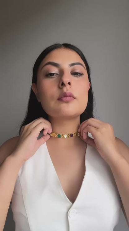 Power Moves Navratna Choker Necklace