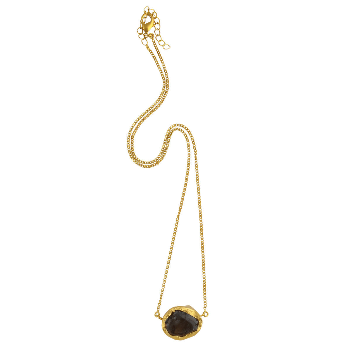 Black + Gold Framed Smoky Topaz Necklace | LUNESSA