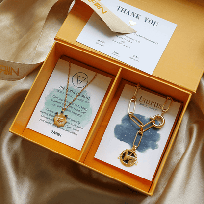 Taurus and Earth Zodiac Necklaces Giftbox
