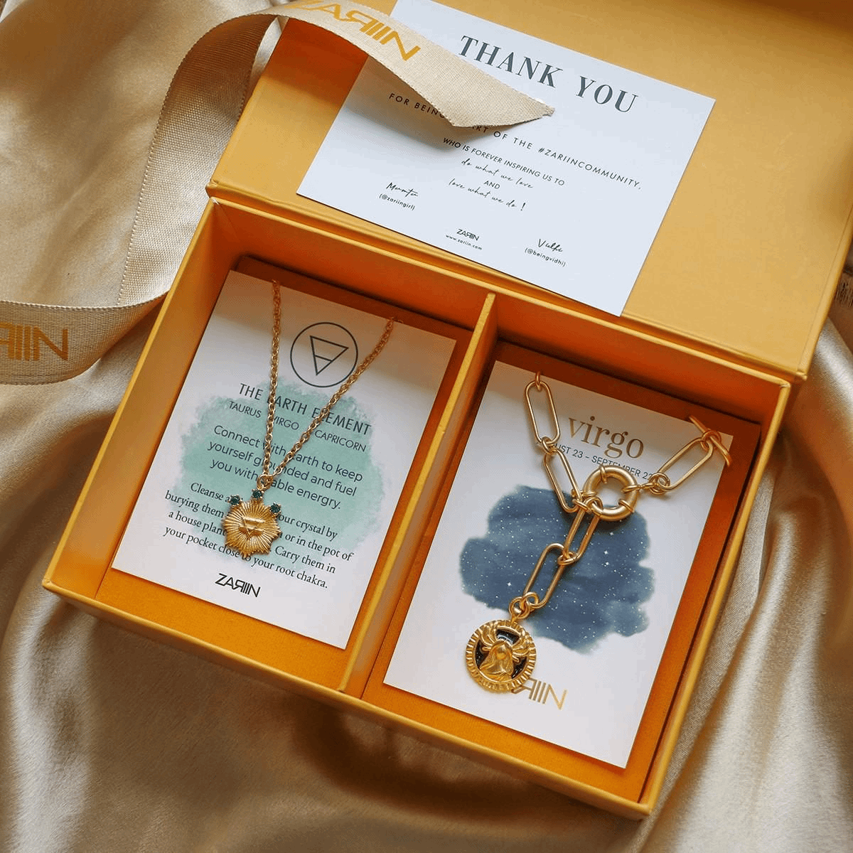 Virgo and Earth Zodiac Necklaces Giftbox