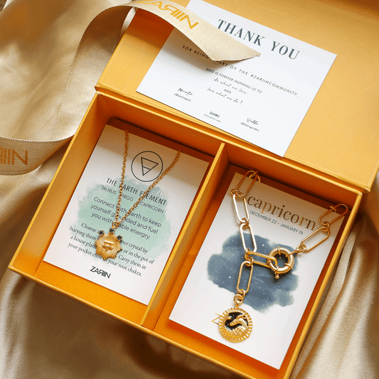 Capricorn and Earth Zodiac Necklaces Giftbox