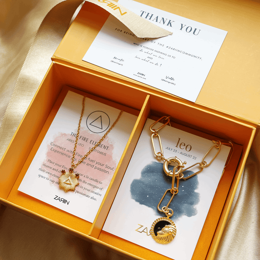 Leo and Fire Zodiac Necklaces Giftbox