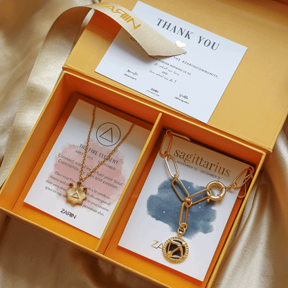 Sagittarius and Fire Zodiac Necklaces Giftbox