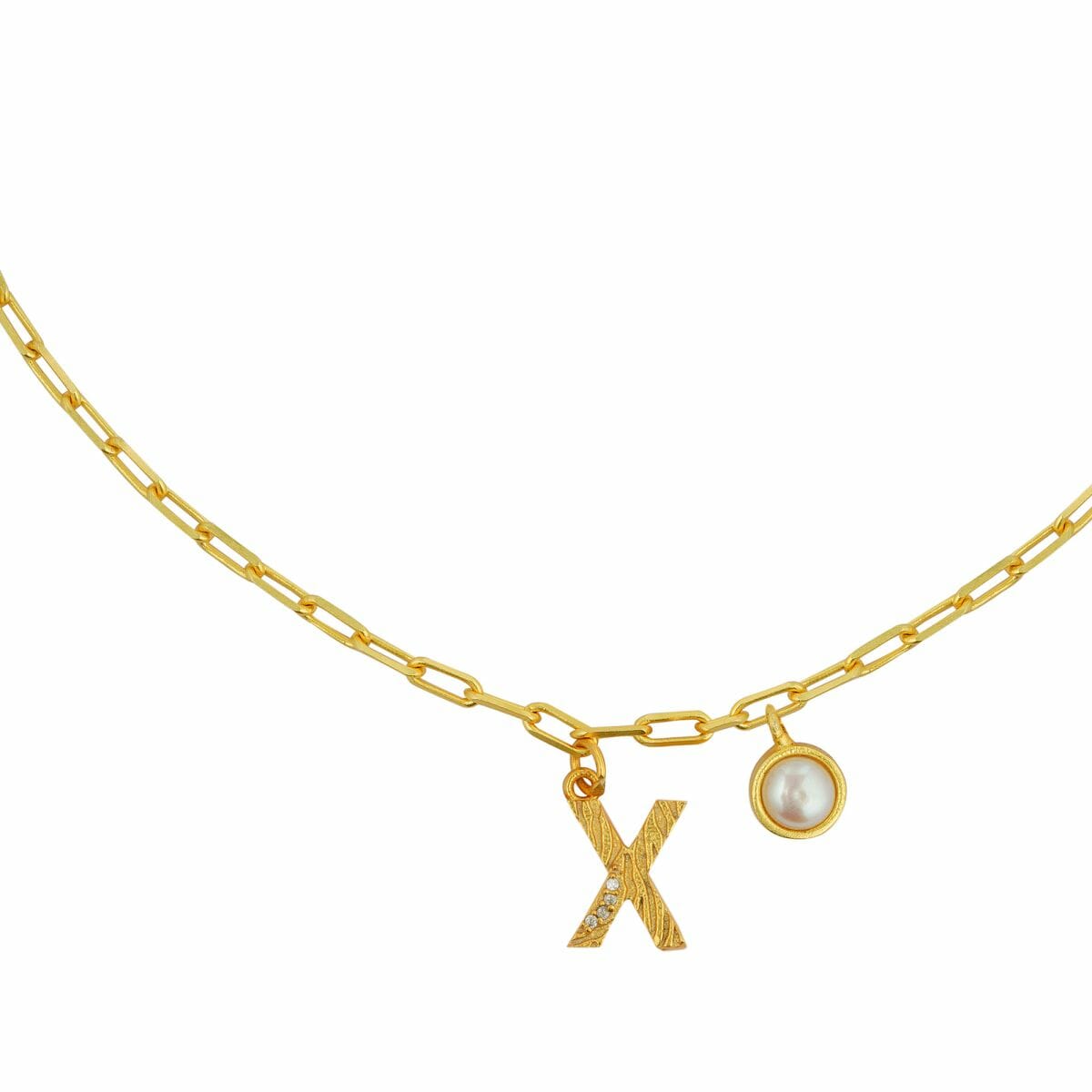 Letter X Necklace in 14k Gold