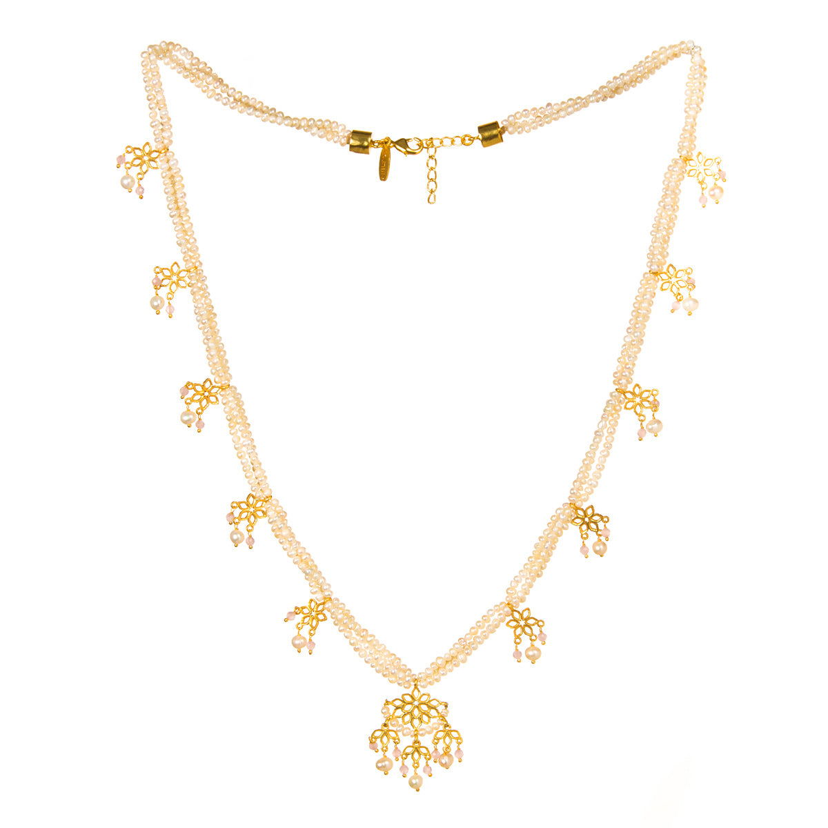 Pristine Pealrs Necklace and Statement Earrings Set
