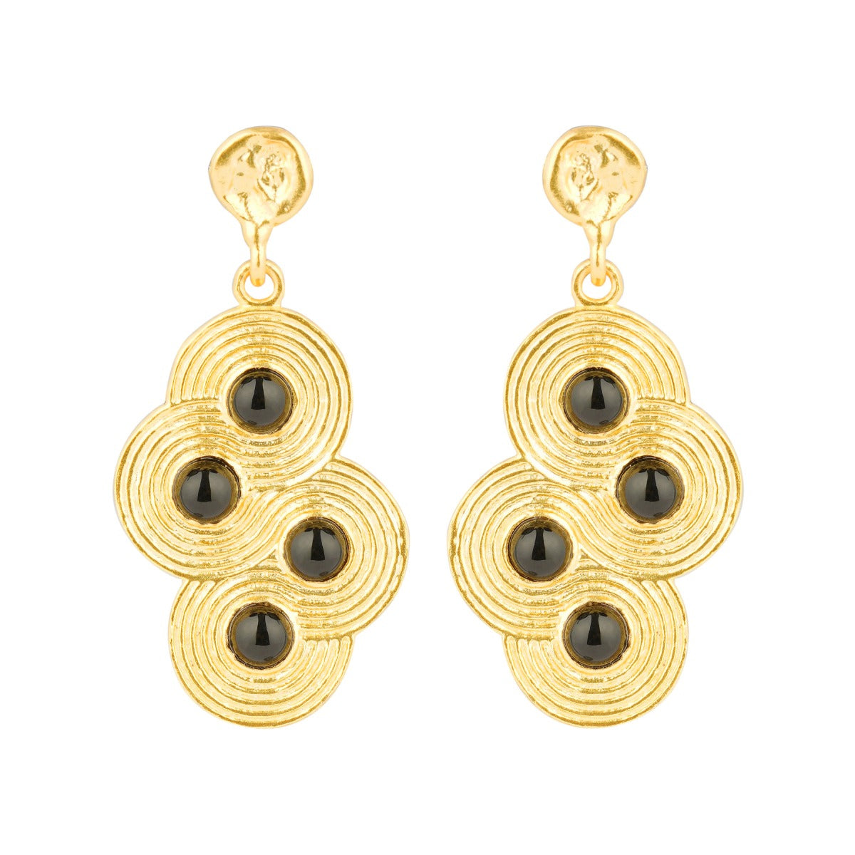 Get Black Stone Detail Gold Drop Earrings at  723  LBB Shop