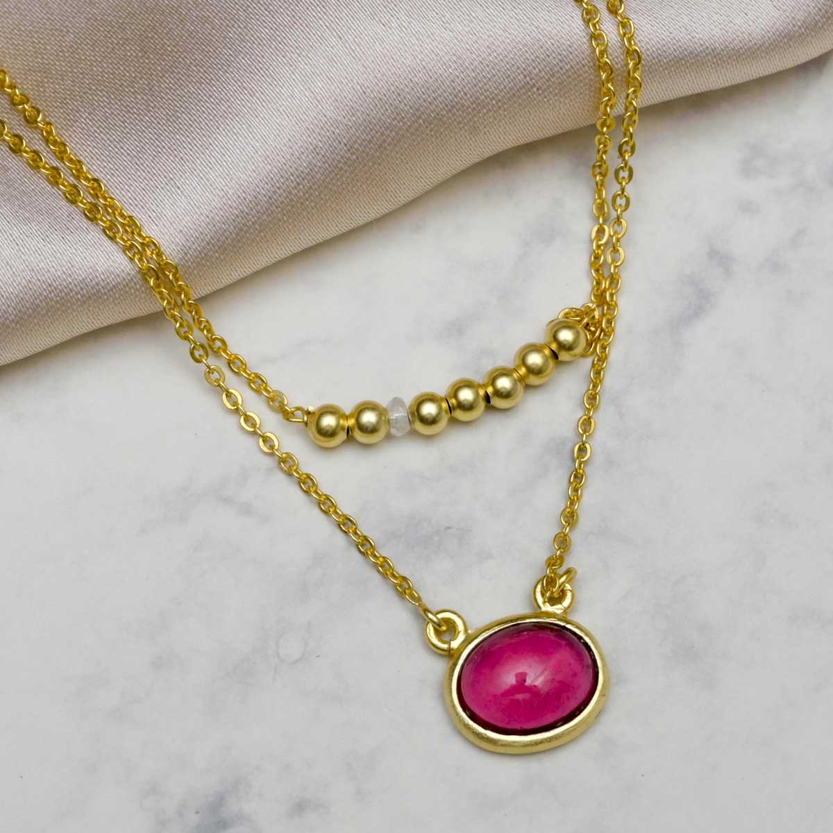 Beaded Ruby Necklace | Buy Birthstone Necklaces | STAC Fine Jewellery