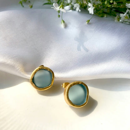 The Spirited Gold Stud Earrings with Blue Topaz
