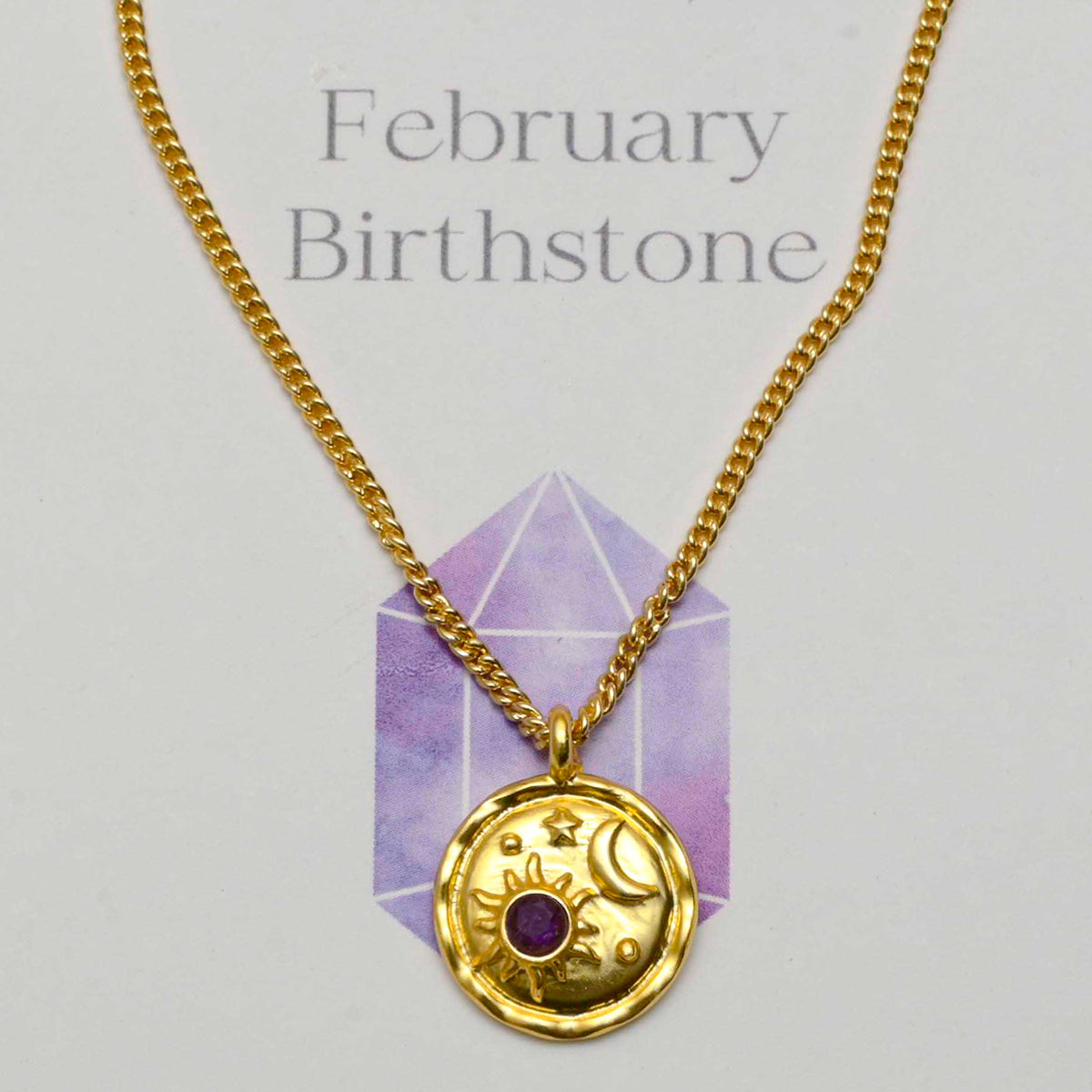 February Birthstone Necklace With Amethyst