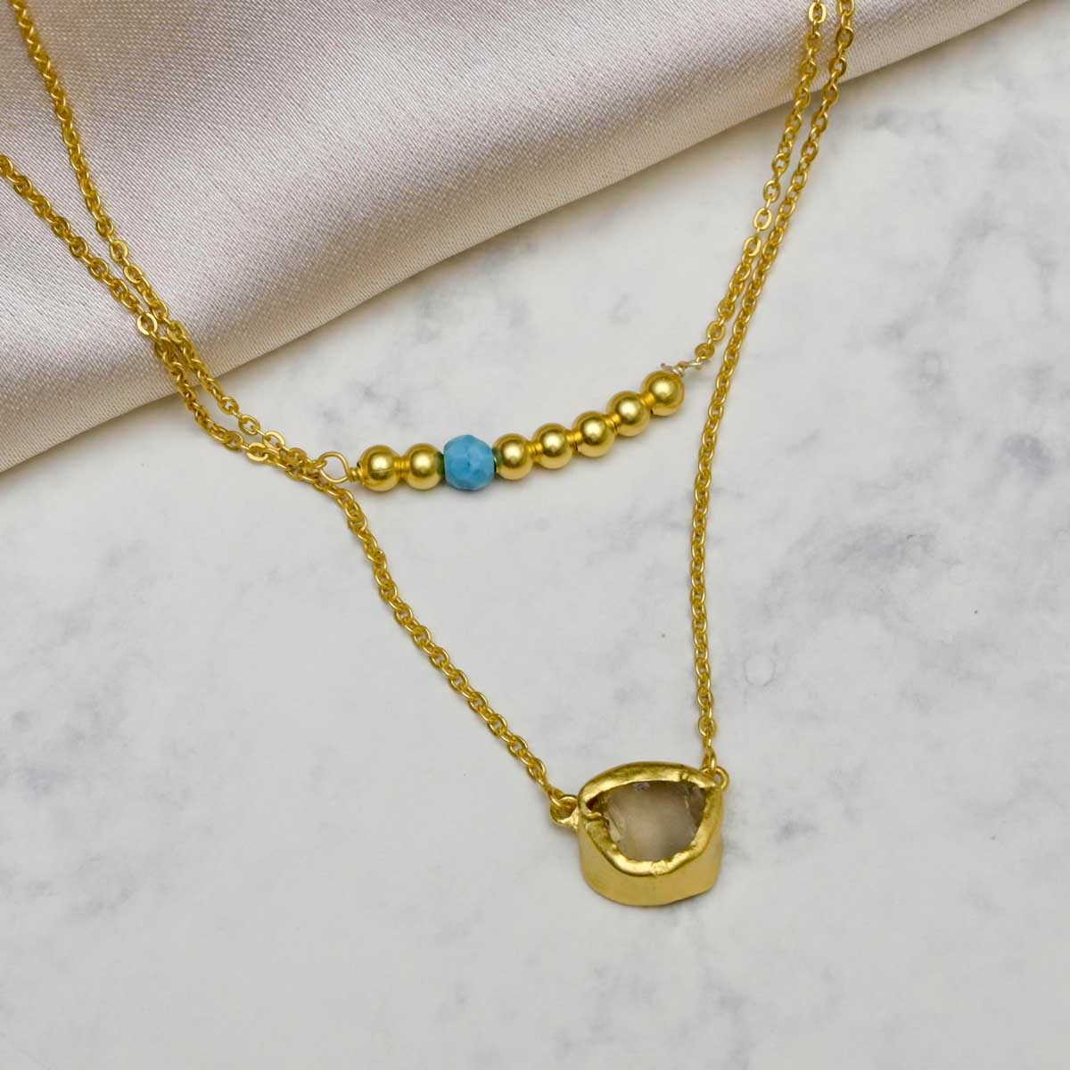 Gemini Double Stone Necklace