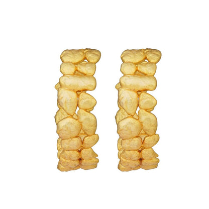 Gold Nuggets Hoop Earrings