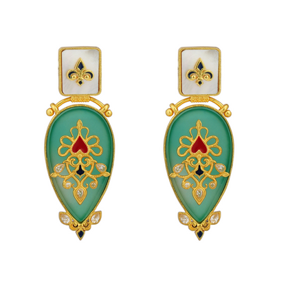 Gradnma's Treasure Green Onyx Statement Earrings