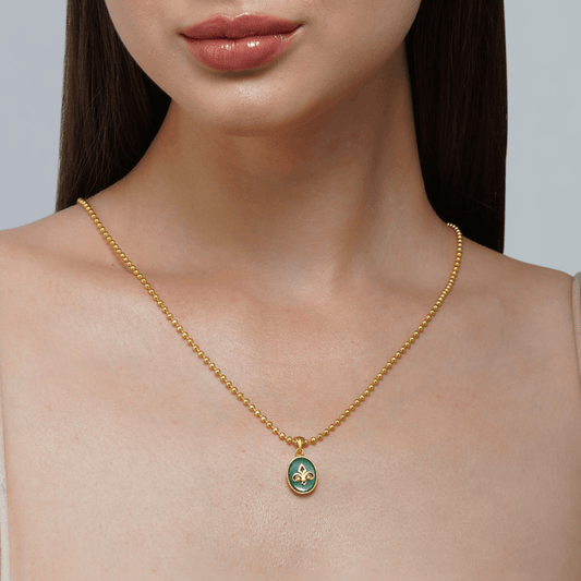In Her Footsteps Green Onyx Pendant Necklace