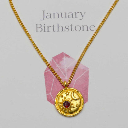 January Birthstone Necklace With Garnet