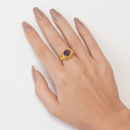 Link and Stone Statement Ring with Amethyst