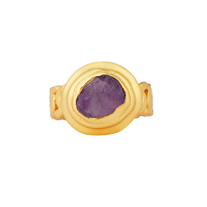 Link and Stone Statement Ring with Amethyst