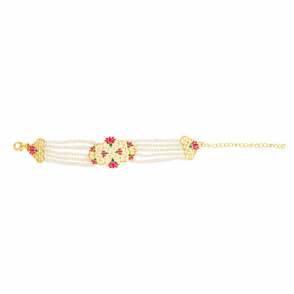 Maharani Lotus Bracelet in Pink Enamel