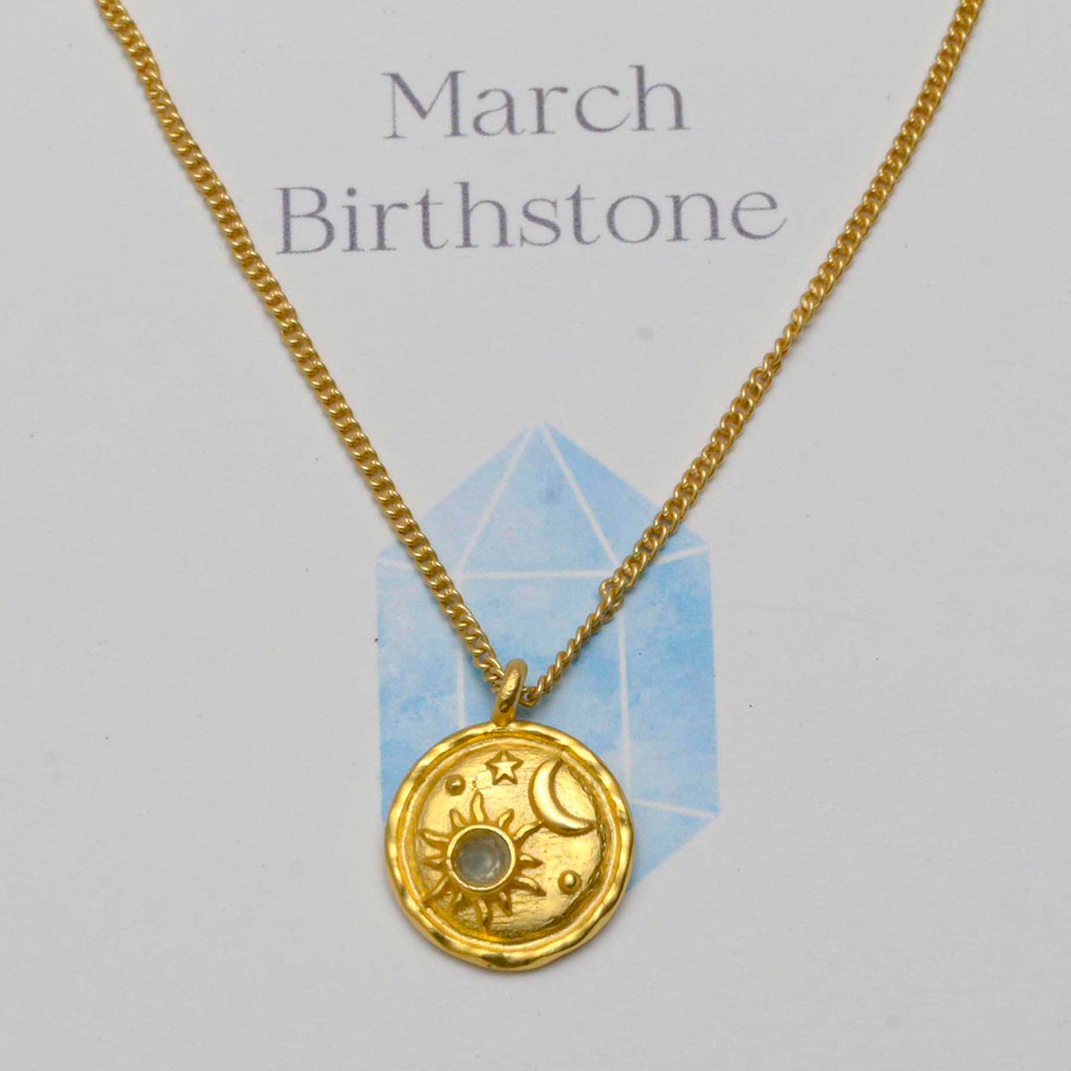 March Birthstone Necklace With Blue Chalcedony