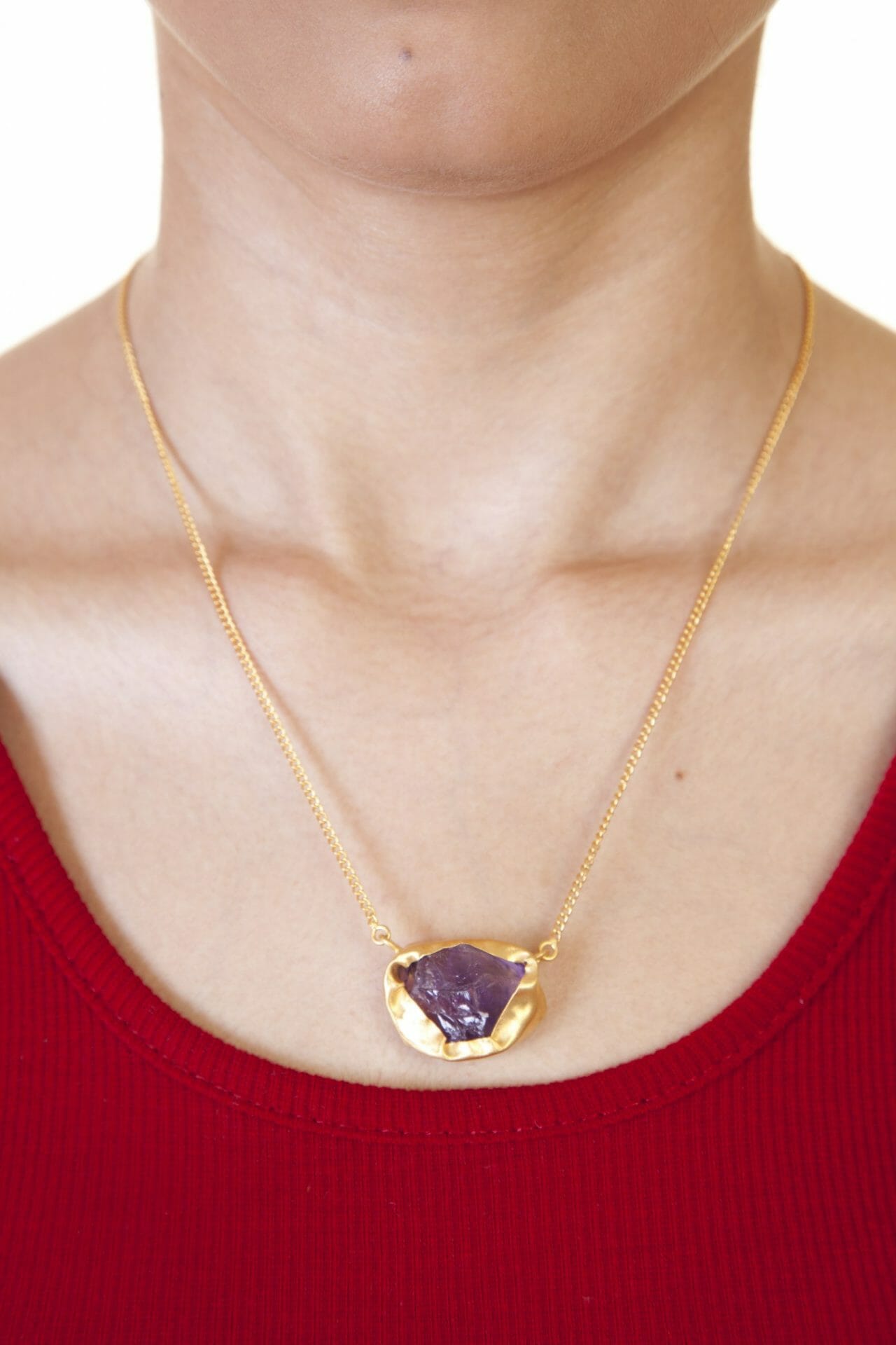 A Touch of Amethyst Stone Gold Necklace