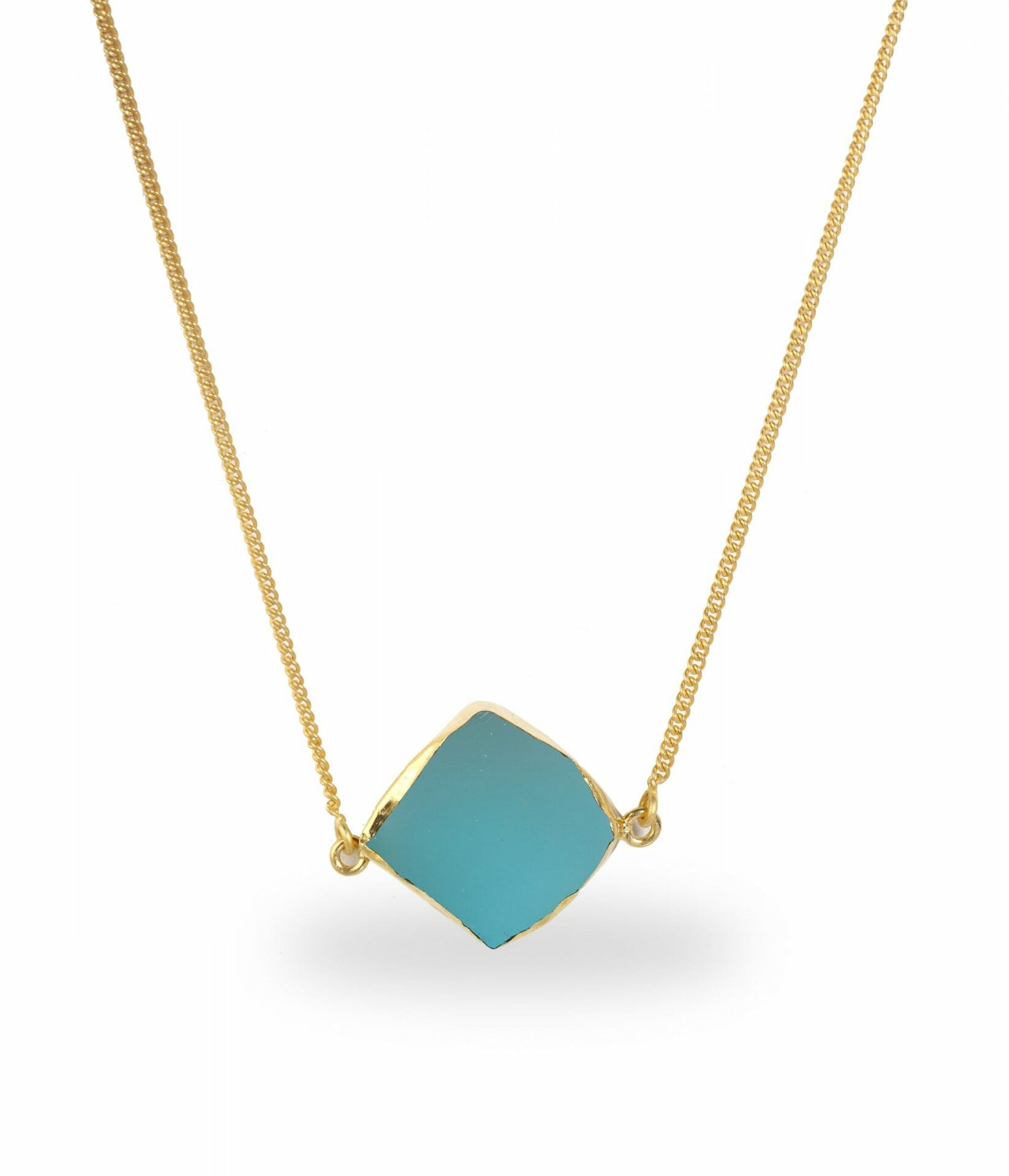 A Touch of Blue Topaz Stone Gold Necklace