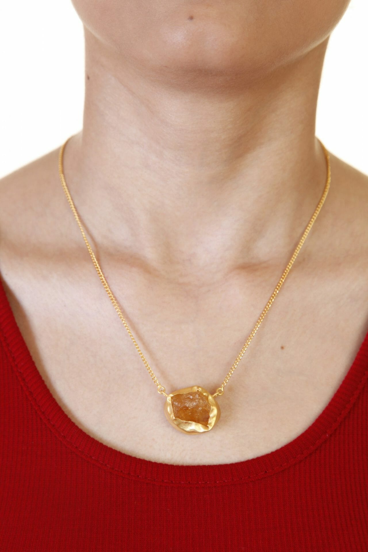 A Touch of Citrine Stone Gold Necklace