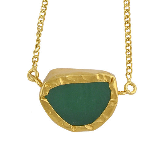 A Touch of Green Chalcedony Stone Gold Necklace