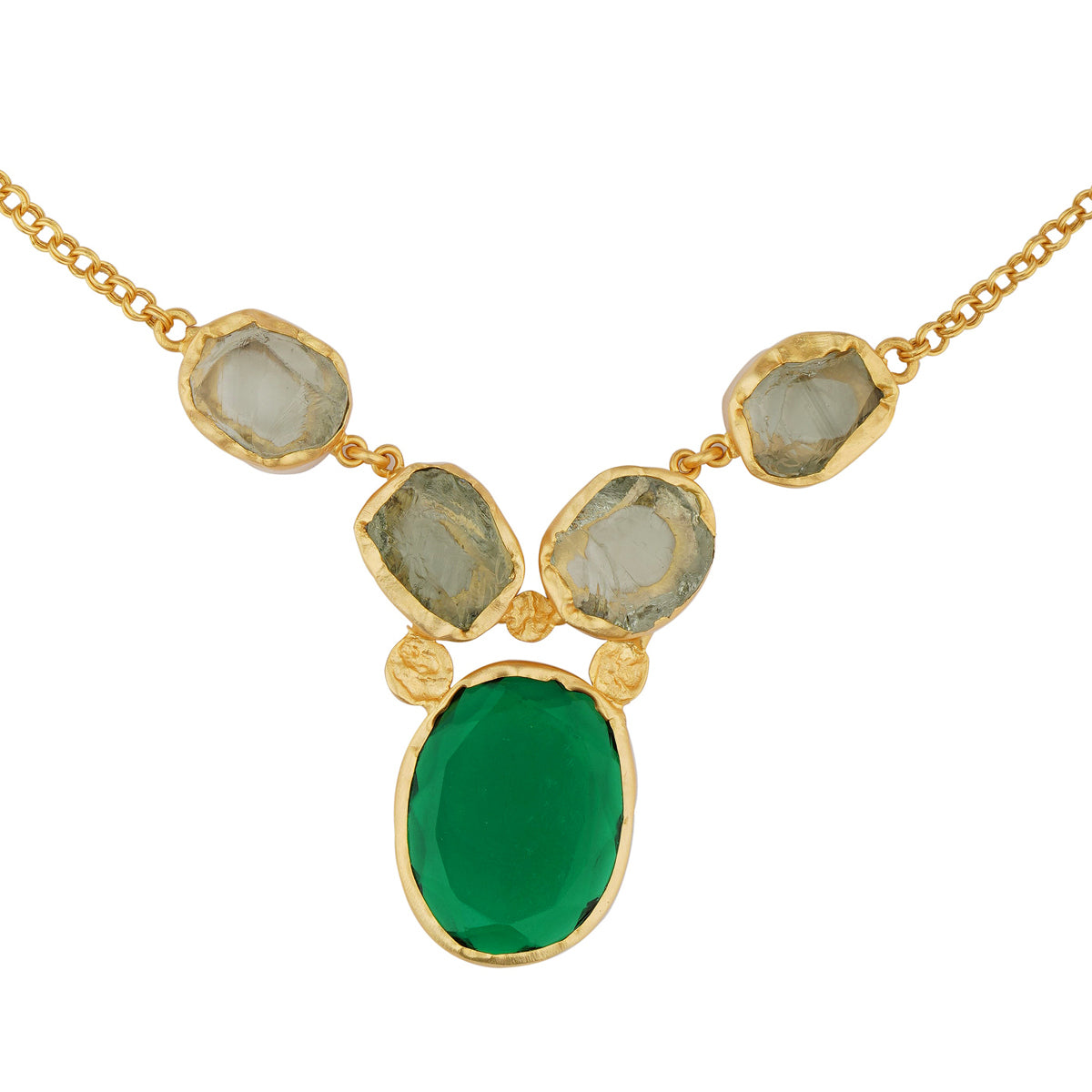 Green Amethyst Celtic Necklace - Connemara Marble