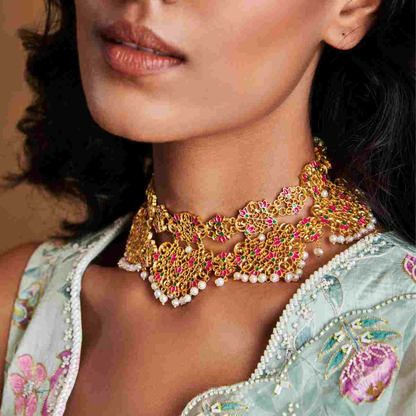 Lotus Dream Choker Necklace & Earrings Set