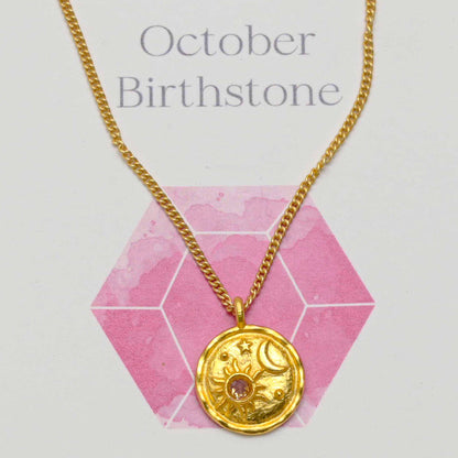 October Birthstone Necklace With Pink Tourmaline