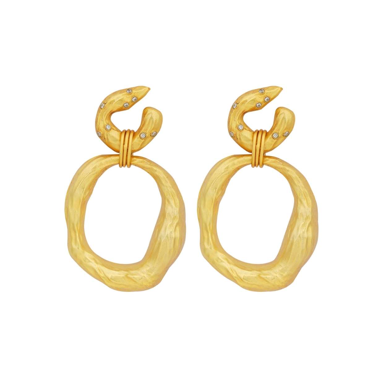 Total Fashion Gold Metal Double Ring with Beads Loop Bali Earrings for  Girls : Amazon.in: Fashion