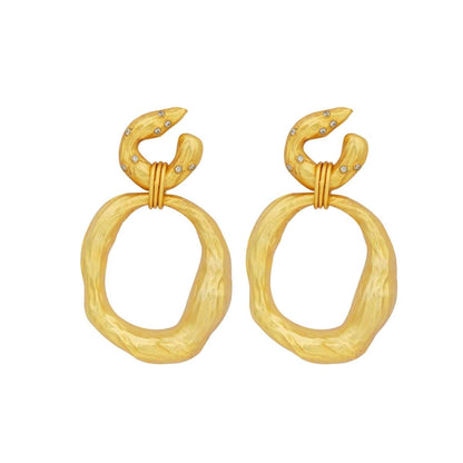 Organic Rings Goldtone Statement Earrings