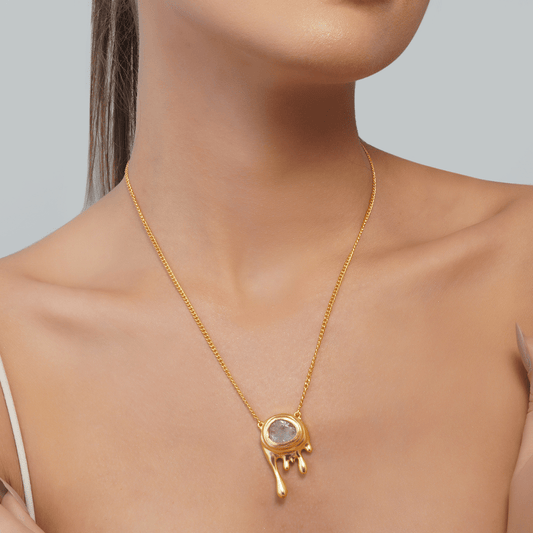 Power Drops Pendant Necklace with Rose Quartz