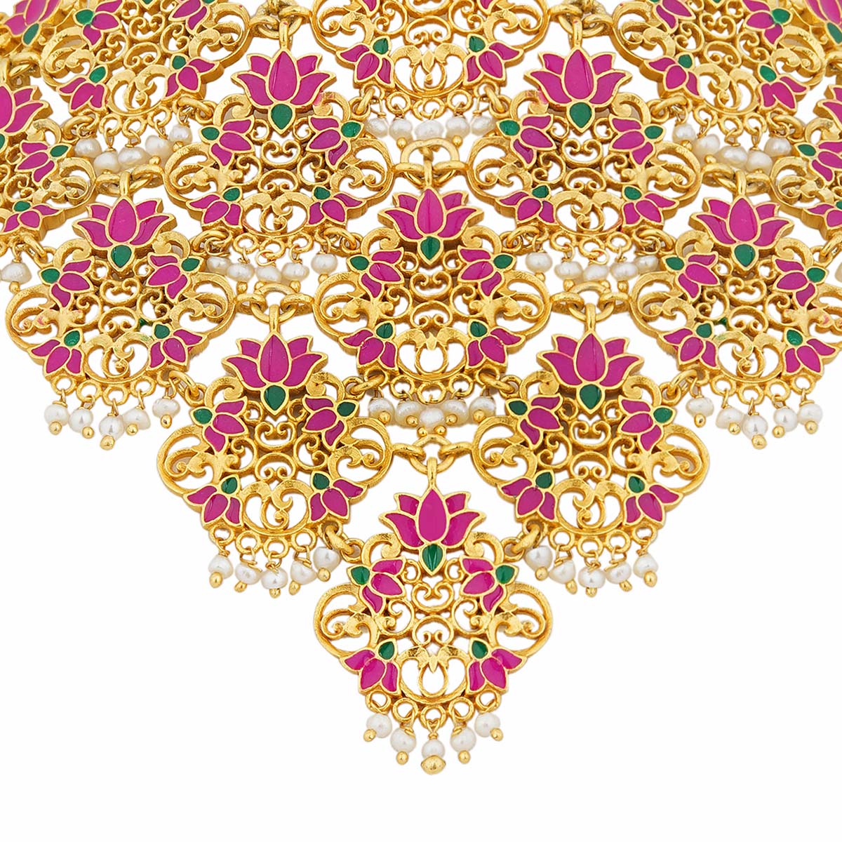 Rani Lotus Choker Necklace in Pink Enamel