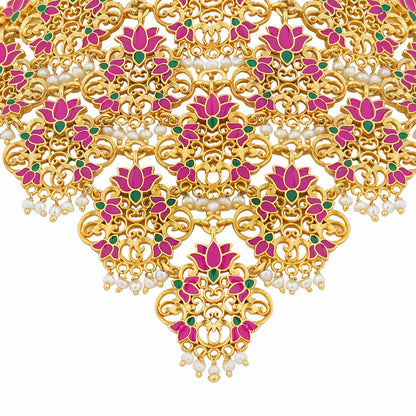 Rani Lotus Choker Necklace in Pink Enamel
