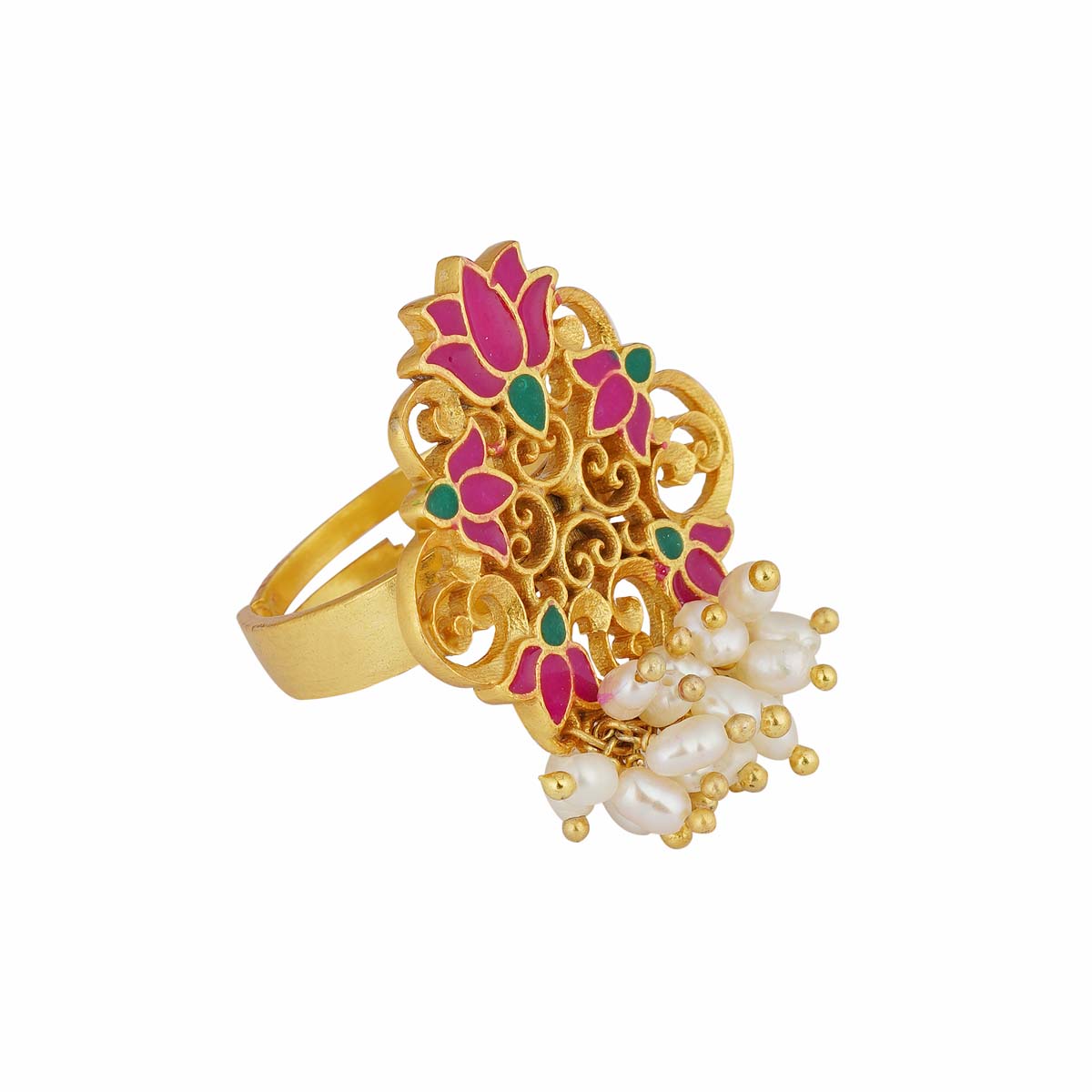 Buy Jalaja Lotus Multi Finger Enamel Ring | Tarinika