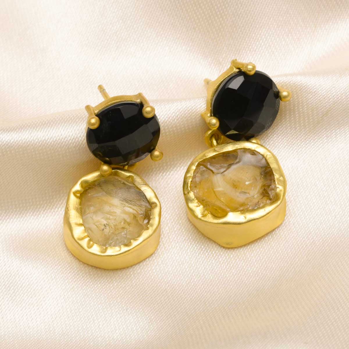 The Charcoal and Fire Gold Earrings