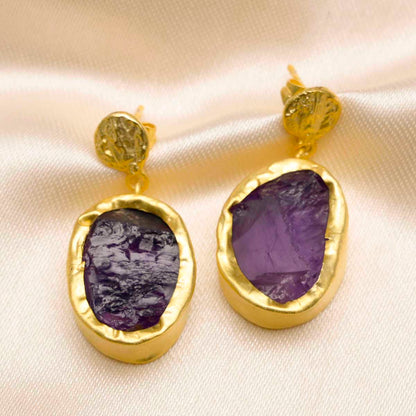 The Spirited One Gold Earrings withAmethyst