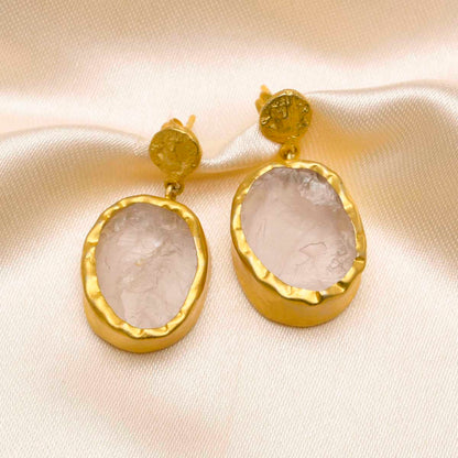 The Spirited One Gold Earrings with Rose Quartz