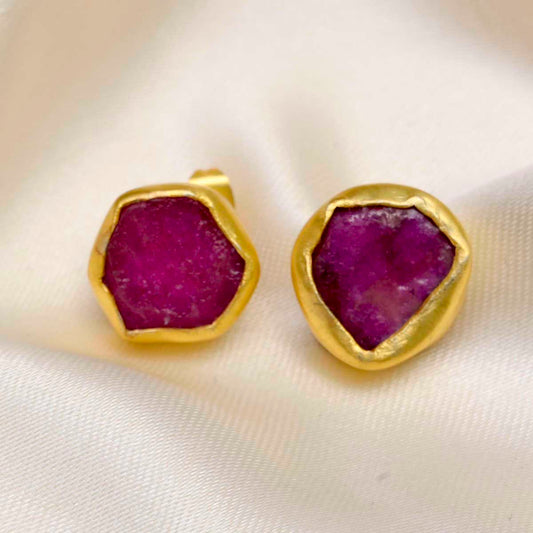 The Spirited Gold Stud Earrings with Ruby Stone