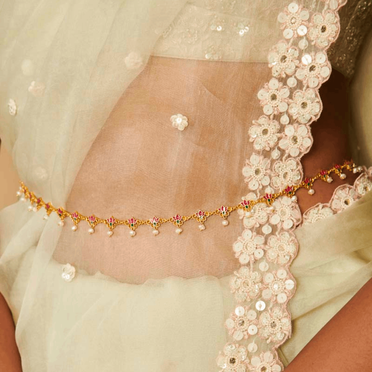 Threads of Lotus Delicate Waistbelt in Pink Enamel