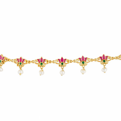 Threads of Lotus Long Necklace in Pink Enamel