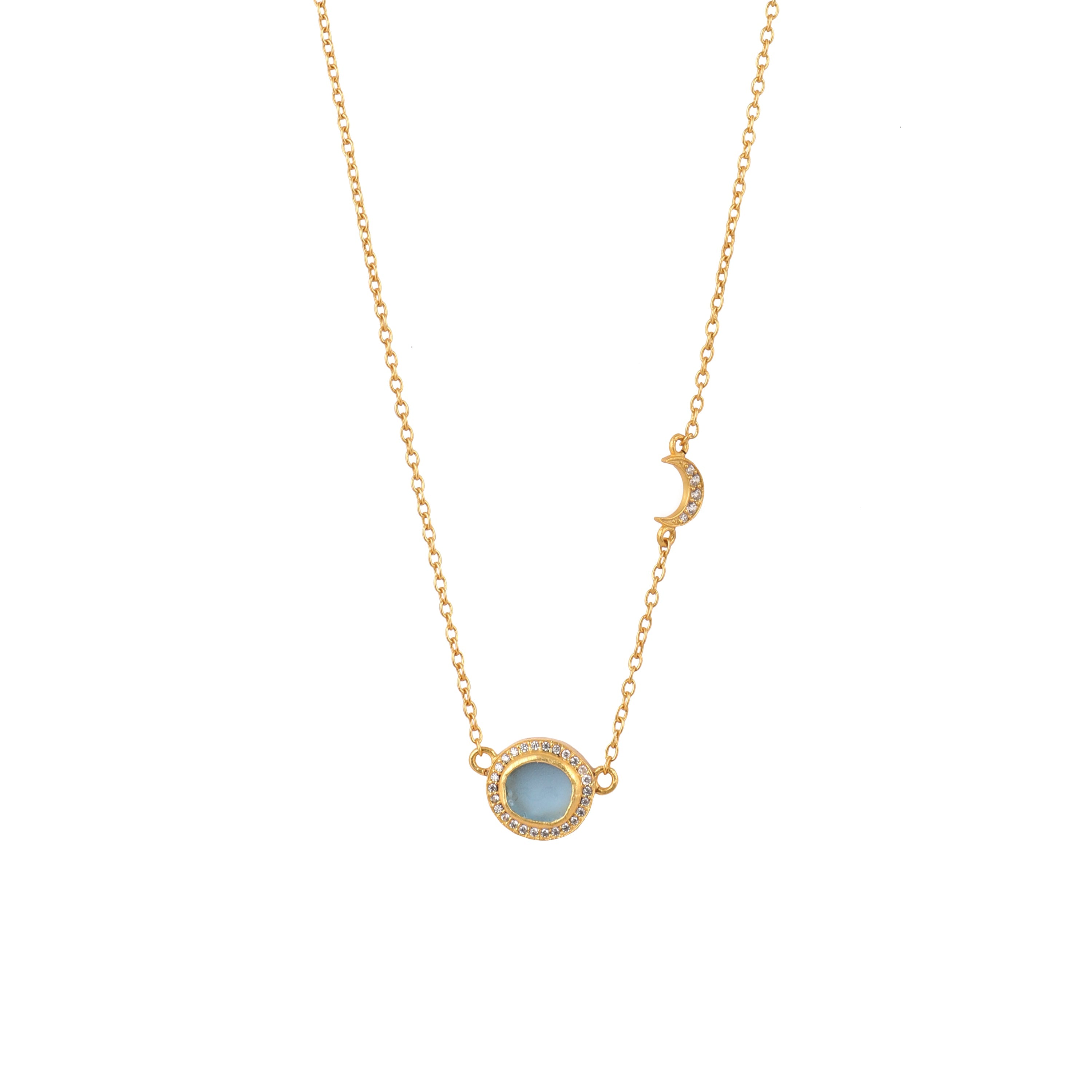 March Birthstone Necklace - Swiss Blue Topaz | Linjer Jewelry