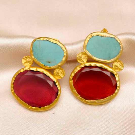 Wear Pray Love Earrings – Pink Quartz and Turquoise
