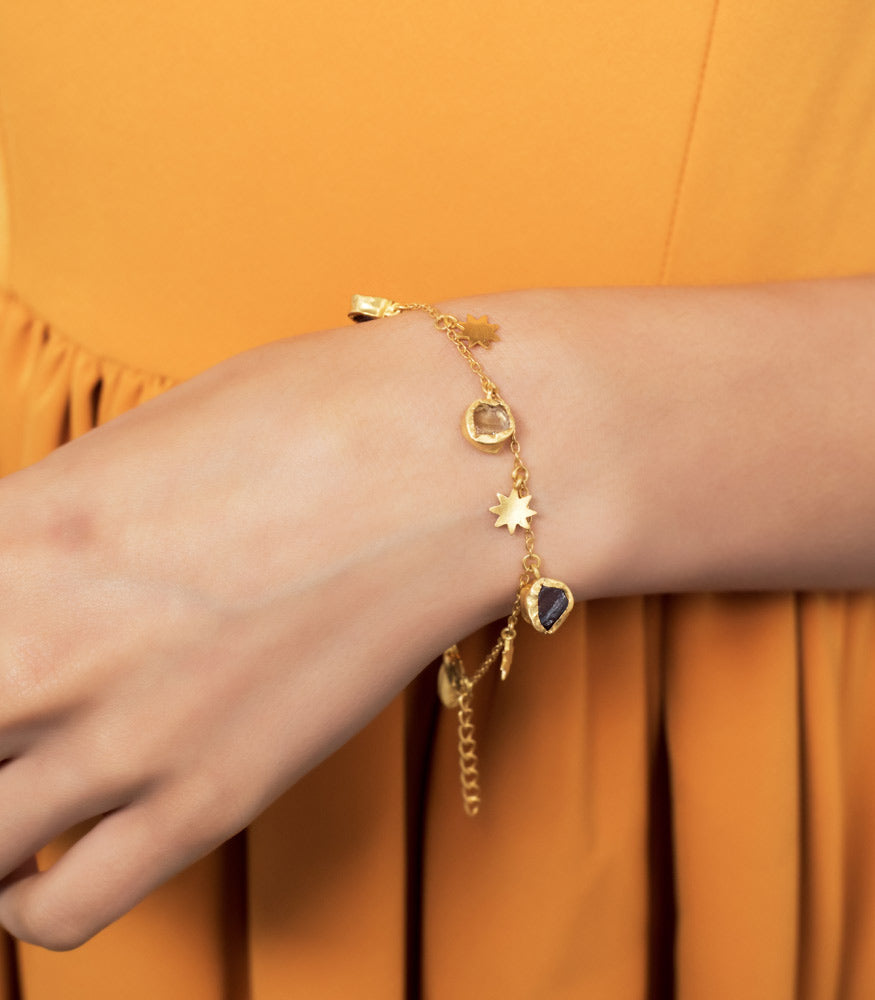 Charlie & Co. Jewelry | 14K Gold Hanging Hearts Bracelet Model-AB0037
