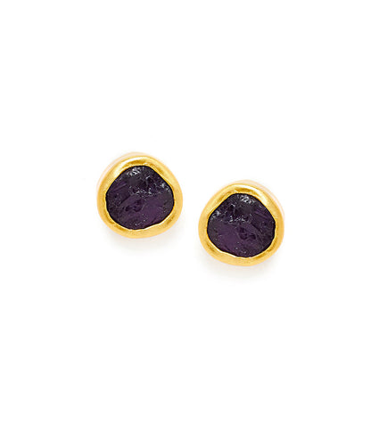The Spirited Gold Stud Earrings with Amethyst