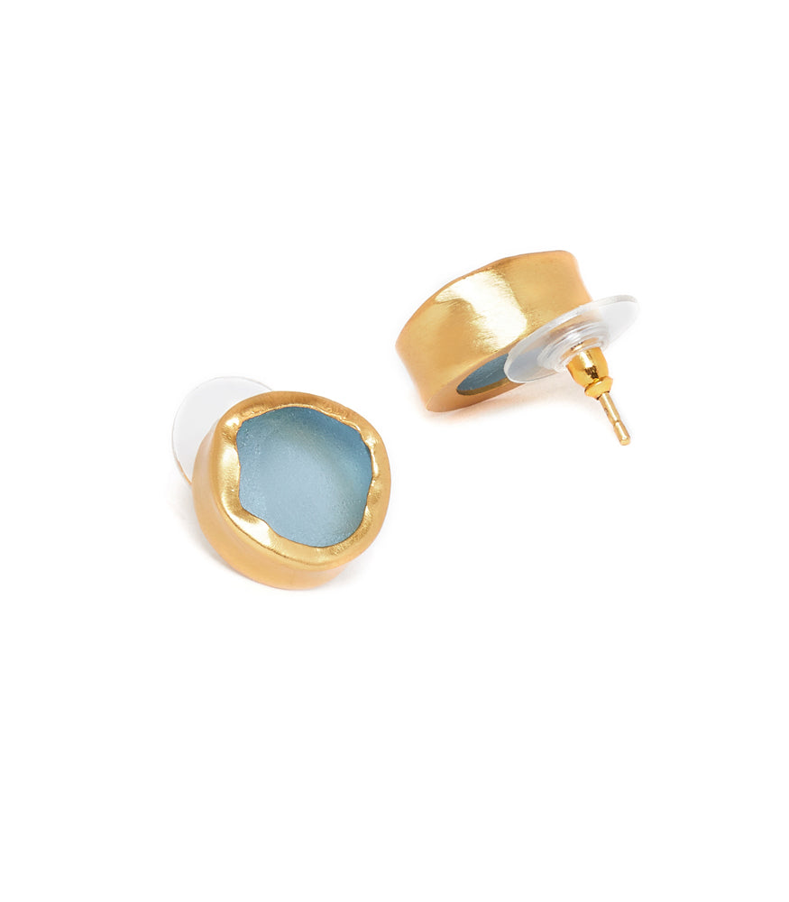 Blue topaz store and gold earrings