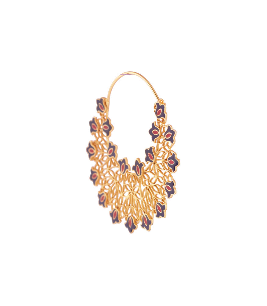 Statement gold floral hoop wedding earrings - 'Ariadne' | Britten Wedding  Veils & Accessories