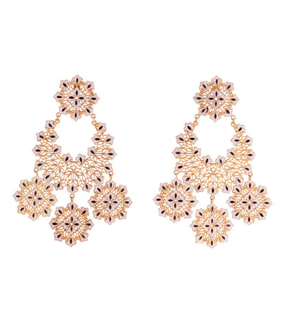 Floral Flare White Statement Earrings