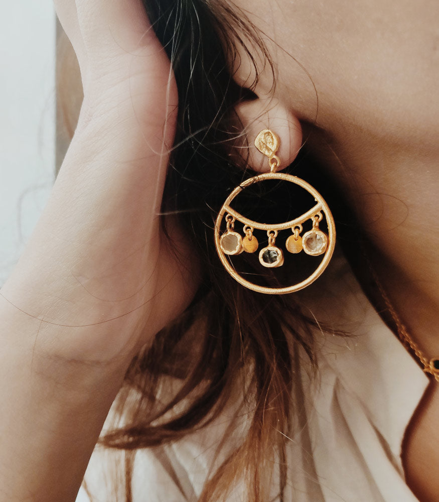 Circle and Stones Earrings