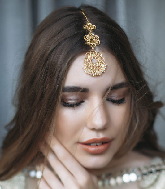 Golden Coloured Head Chain Hair, Jewellery Delivery in Ahmedabad –  SendGifts Ahmedabad